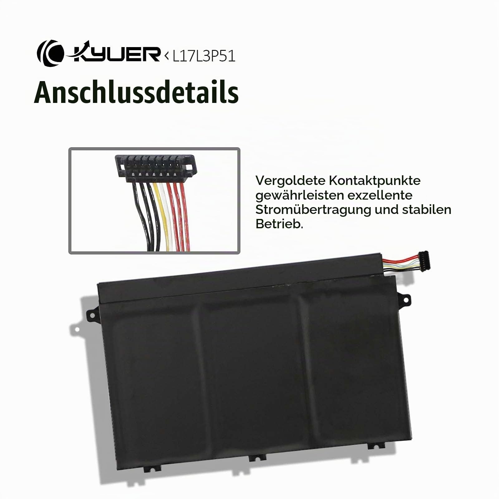 K KYUER 45Wh L17L3P51 L17C3P51 Laptop Akku für Lenovo ThinkPad E480 E485 E490 E495 E580 E585 E590 E595 E14 E15 01AV445 01AV446 01AV447 01AV448 L17M3P52 L17M3P51 SB10K97607 SB10K97608 SB10K97609 3-Cell