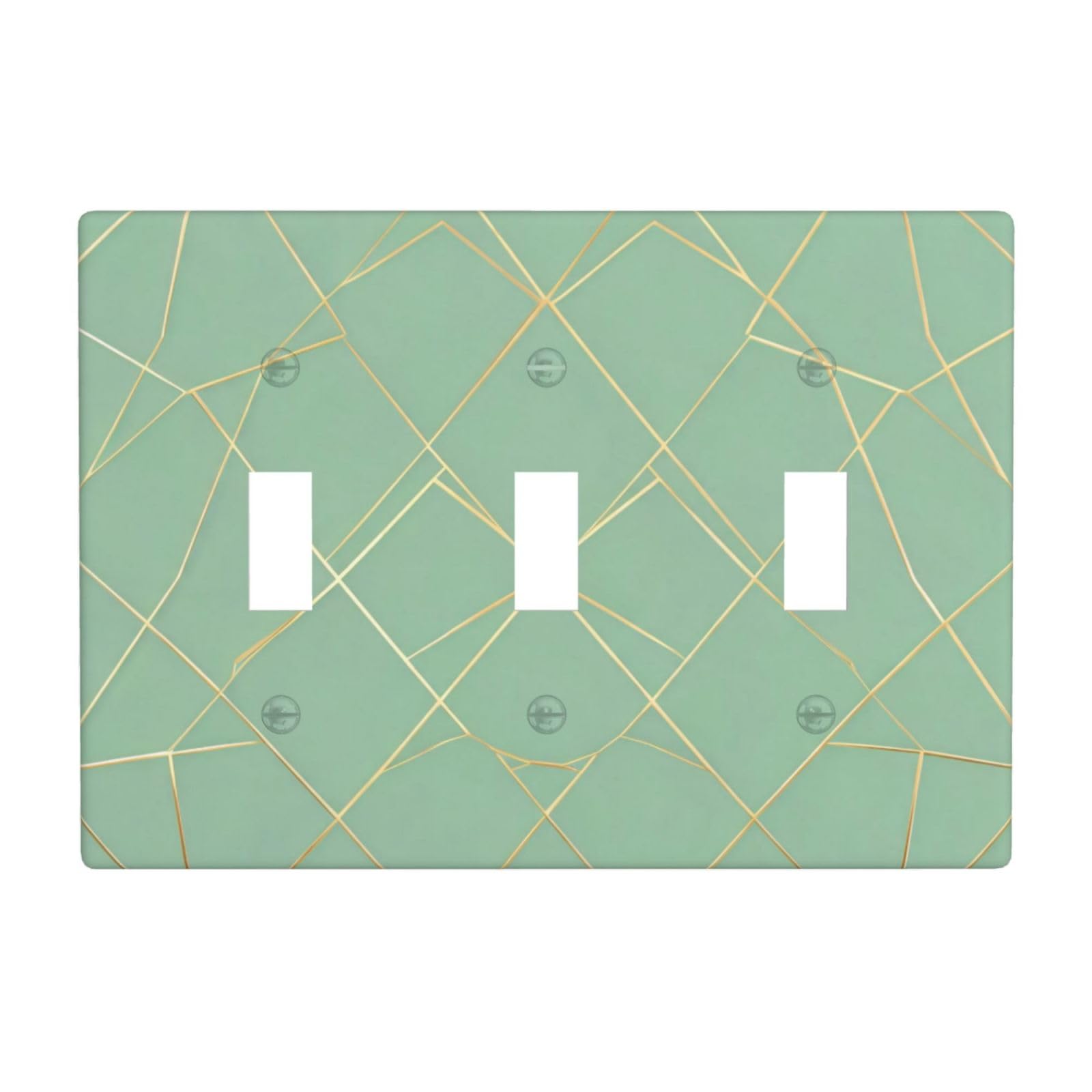 Sage Gold Line 3 Gang Switch Plate Cover-Unbreakable Polycarbonate Wall Plate, Heat Resistant Toggle Switch Decor for Home