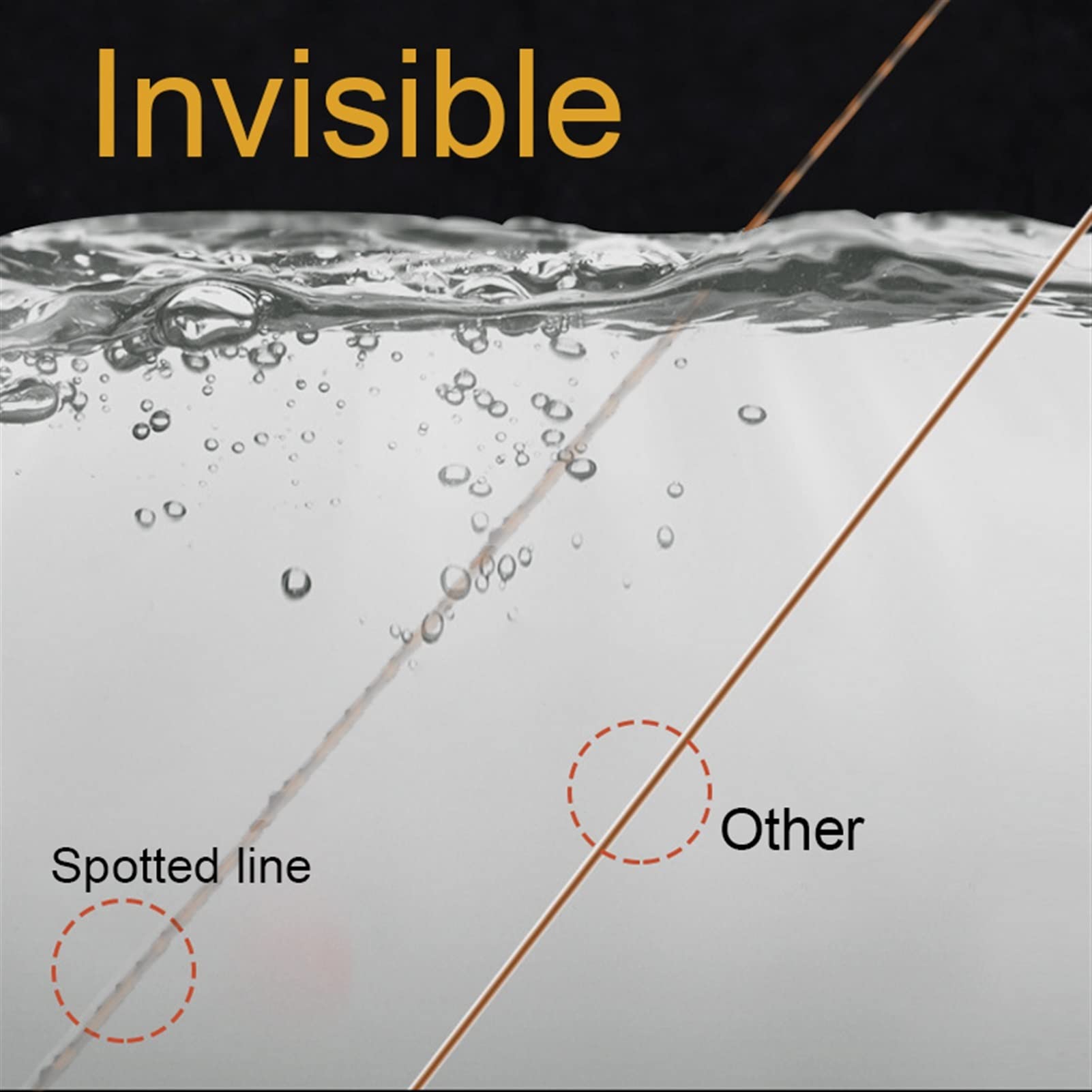 TOMYEUS Fil de Peche 500 m d'or de pêche tachetée en Ligne 3D bionique Invisible monofilament Nylon Speckle à revêtement fluorocarbone Carpe de pêche de pêche Ligne de pêche