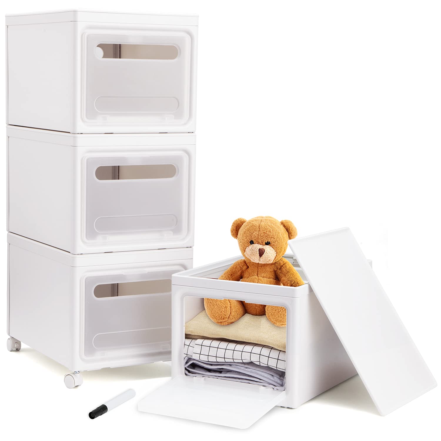 Buy Storage Bins with Lids, Ohuhu Heavy Duty 3 Pack Plastic Storage Box