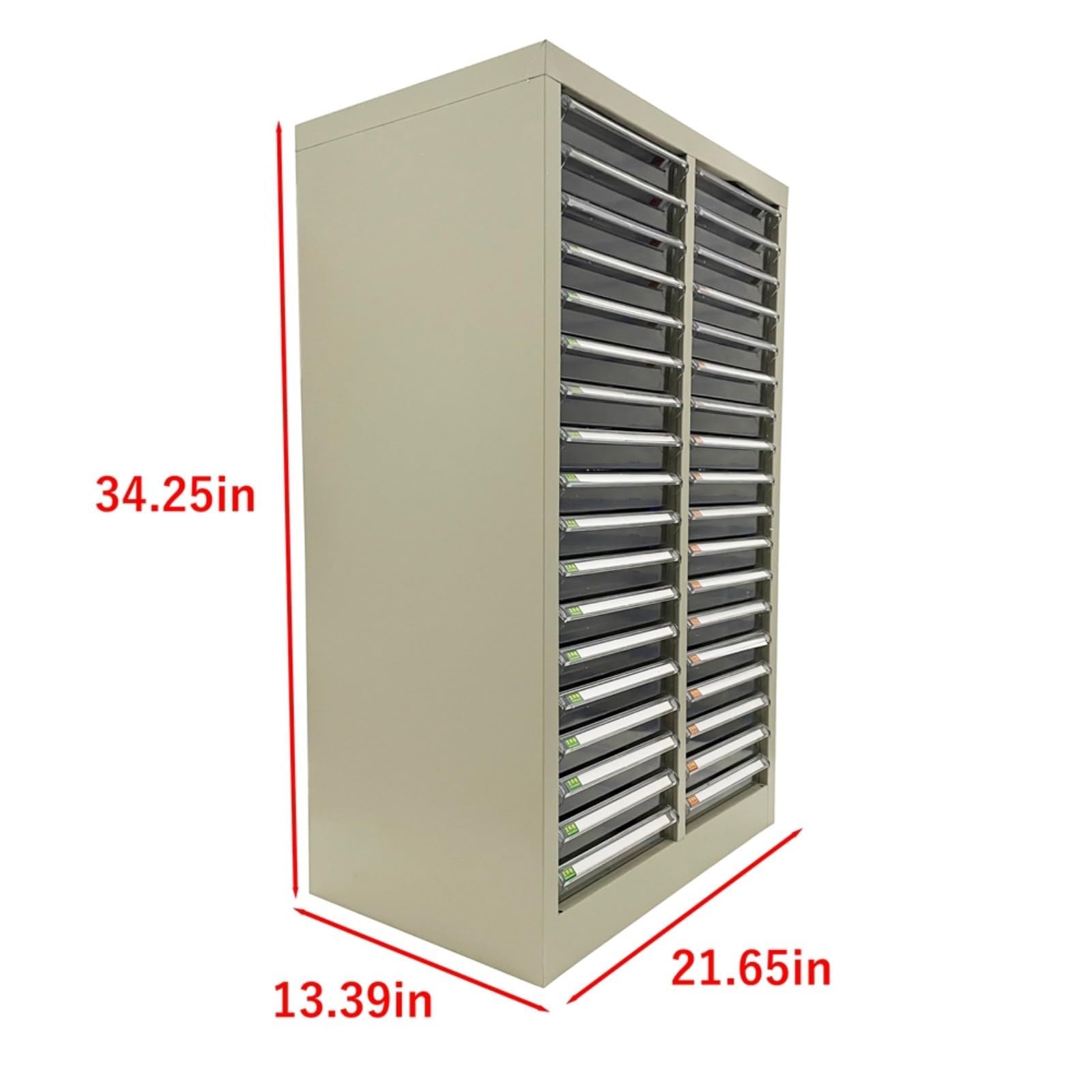 Gabinete de documentos transparente – 36 cajones para almacenamiento de papel de archivos, sistema de archivo vertical para oficina, almacén, garaje, diseño sin puerta, solución de almacenamiento de