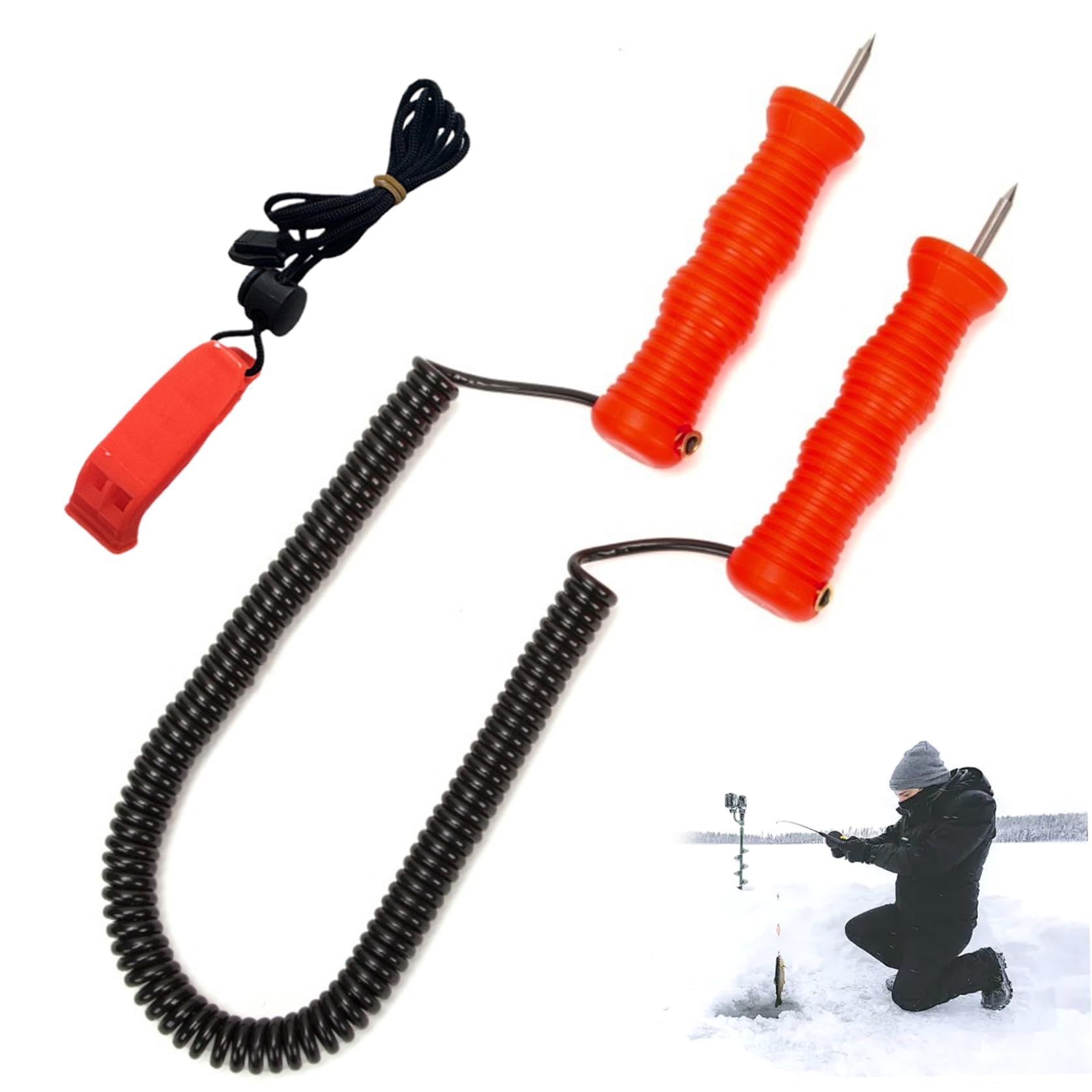 Jorzer Pics à Glace pic à Glace rétractable en Acier Inoxydable avec sifflet pour Accessoire de Patinage de pêche