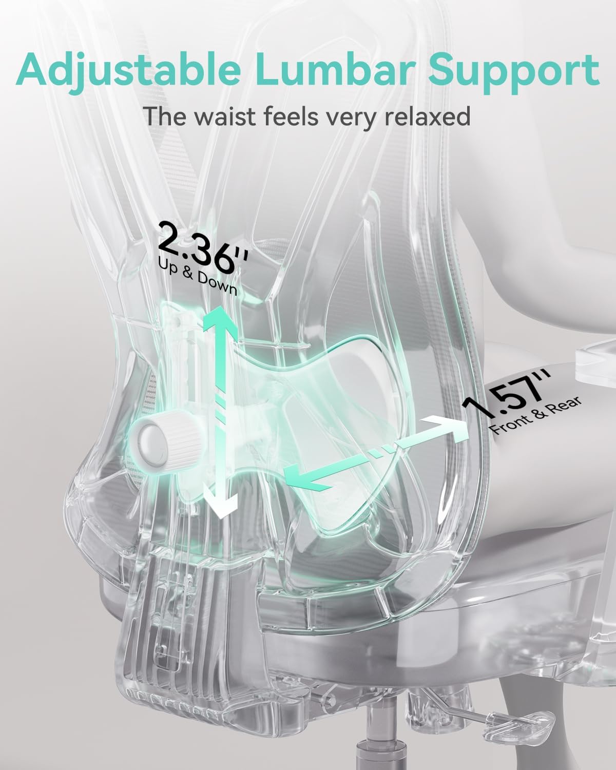 Hbada P5 Ergonomic Office Chair, Desk Chair with Adjustable Lumbar Support and Height, Comfortable Mesh Computer Chair with Footrest 2D Headrest, Swivel Tilt Function White