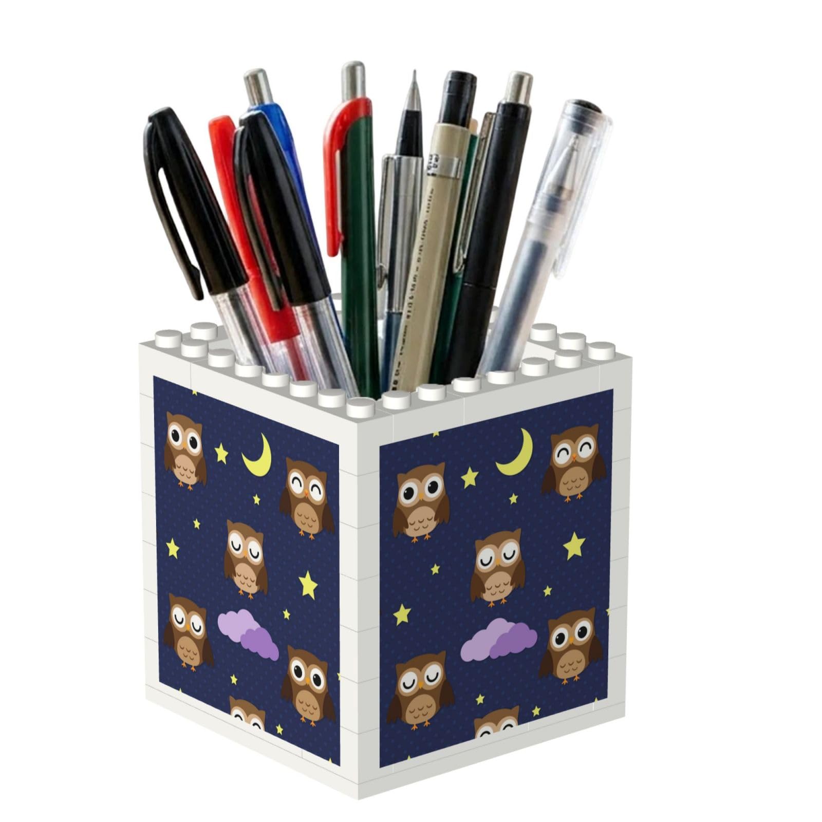 Poadnly Cartoon Owl Pattern, Pen Pot Pencil Holder for Office Home School, Compact Desk Organiser for Office Stationery