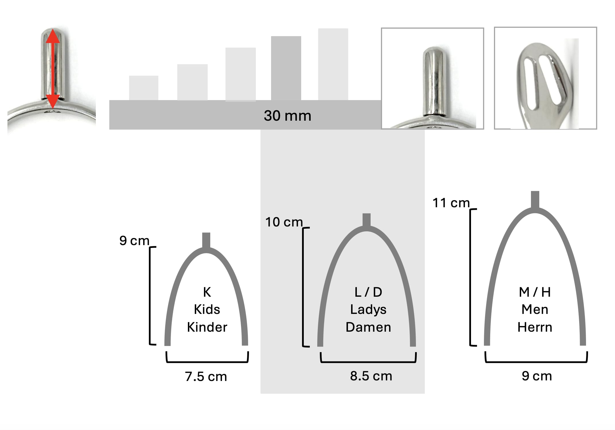 ES1045 Wechselkopf Sporen 4 in 1 Reitsporen, Damen 30 mm