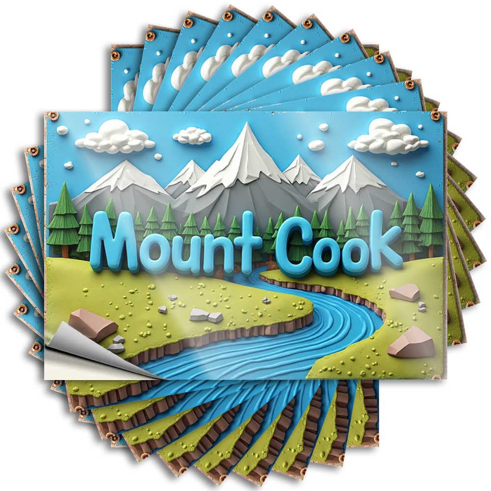 Decals Teen Peel and Stick - Mount Cook: A Scenic Landscape with Snow-Capped Peaks and A Seren Case Western Waterproof Vinyl for Interior(12X18CM)