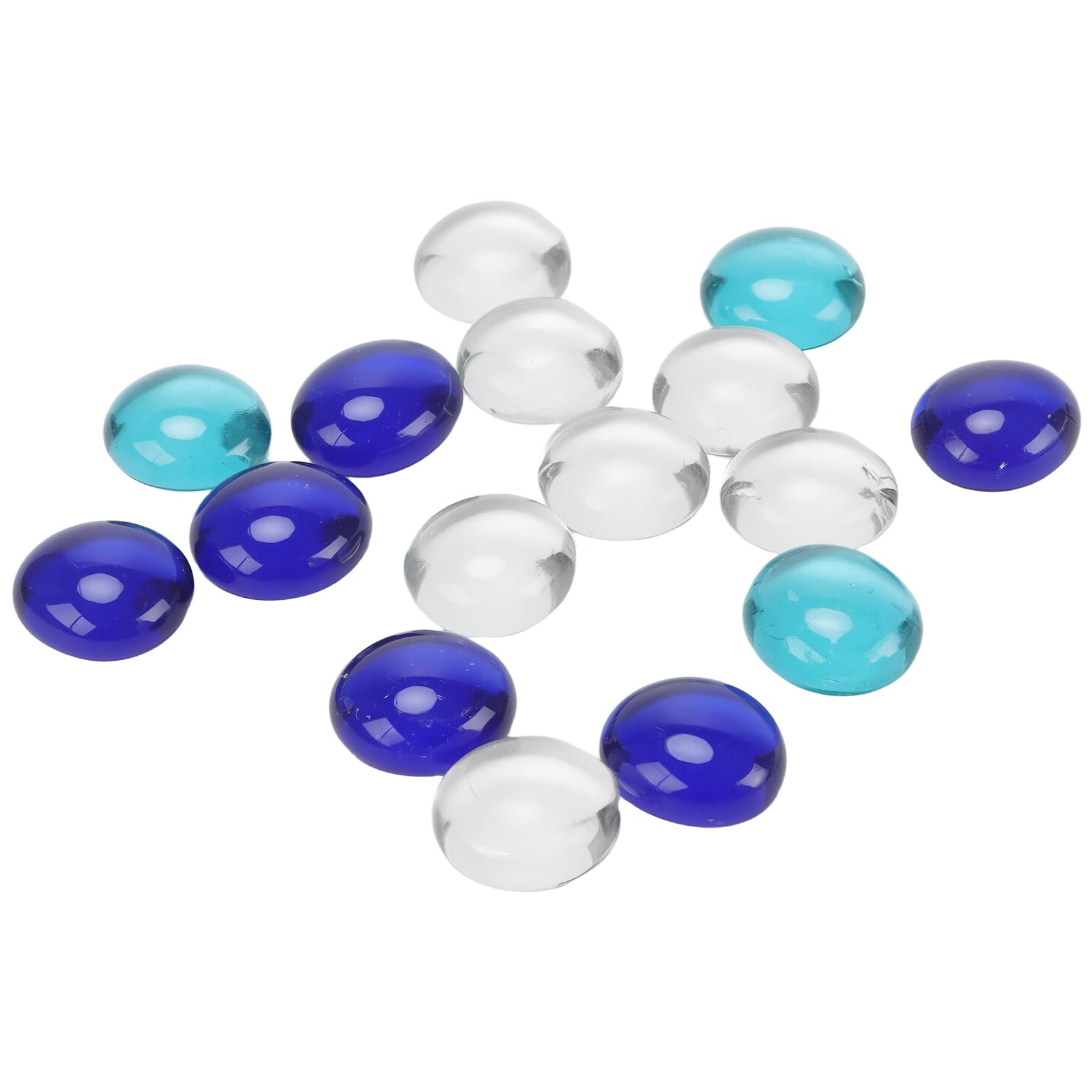 PINGEUI Lot de 500 galets en verre pour vases, petits galets décoratifs en verre transparent et bleu mer de 17 à 19 mm pour vase, aquarium, pot de fleurs, décoration d'aménagement paysager
