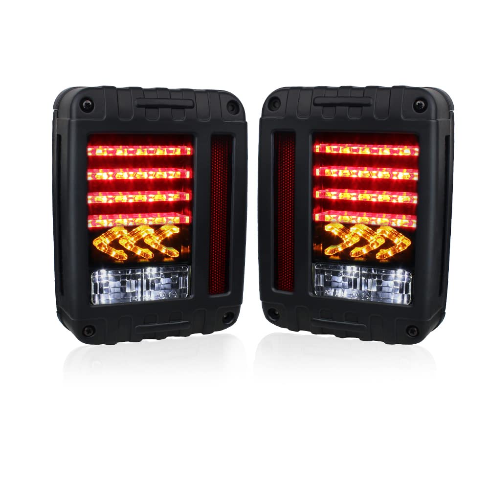 2PCS LED Tail Lights Tylny hamulec Running Reverse Taillights Kierunkowskazy dla Jeep Wrangler JK 2007-2017,Usa version