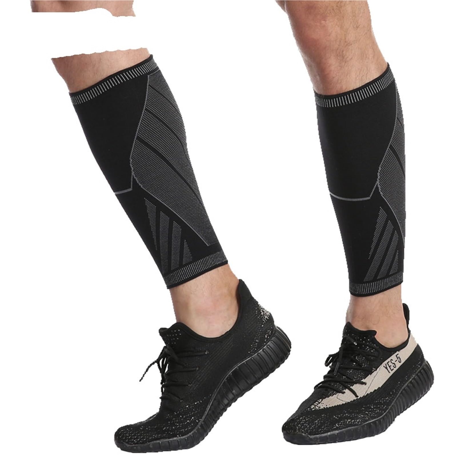 Mangas de compresión for pantorrillas for Hombres y Mujeres. Calcetines de compresión for piernas. Adecuadas para Fitness, Ejercicio y Bipedestación(1 Pair Black,M)