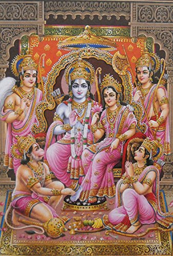 Crafts of India Ram Darbar Poster/Hindu God Poster (Unframed : 10" X 16" Inches)