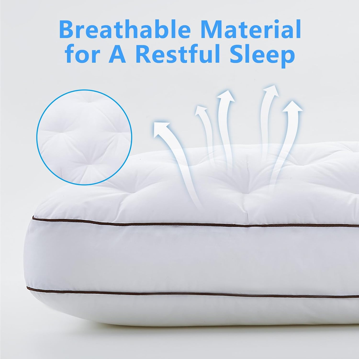 YOUR MOON Extra Soft Support Pillows Standard Size, Luxury Fluffy Down Alternative Pillow for Sleeping, Medium Thick Pillows, 100% Cotton Shell Bed Pillow (White) - Image 6