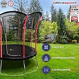 Ultrasport Gartentrampolin Trampolin Ø 244 cm, GS Zertifikat, Lotus, ovales/rundes/eckiges Gartentrampolin mit Sicherheitsnetz, gepolsterte Stangen, gepolsterte Randabdeckung, sicher, Outdoor - 6