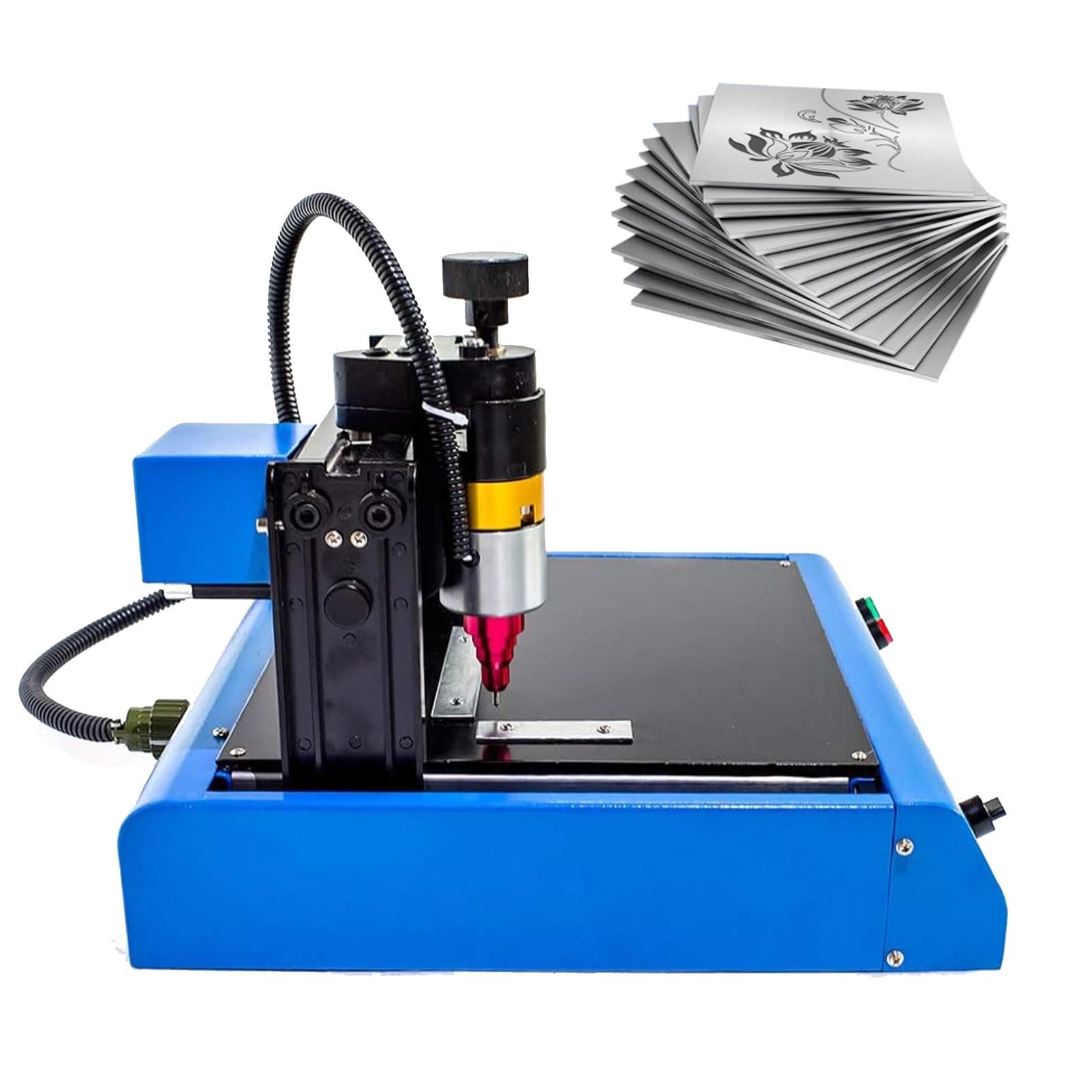 BOOZXCV 50mm/s Electric Metal Marking Machine, Numbers Letter Tag Nameplate Engraver, Steel Plate Engraving Machine, for Industrial Nameplate Dog Tags Jewelry (200 * 150mm)