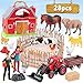 EnAuRoL Red Barn Farm Animals Toys, 28PCS Animals Figures and Farm Tractor Playset, Educational Learning Toys for Toddlers and Kids 1 2 3 4 5 Year Old Boys and Girls Birthday Festival Gift
