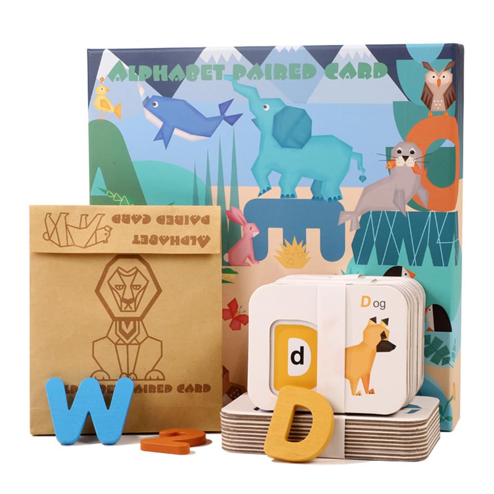 Alphabet- und Zahlenzuordnungsspiel, Holzbuchstaben- und Zahlkarten