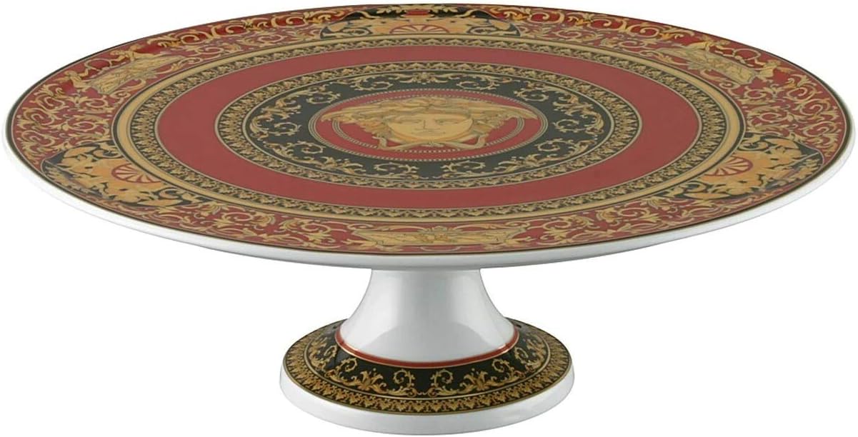 Versace by Rosenthal Medusa Red Footed Cake Plate