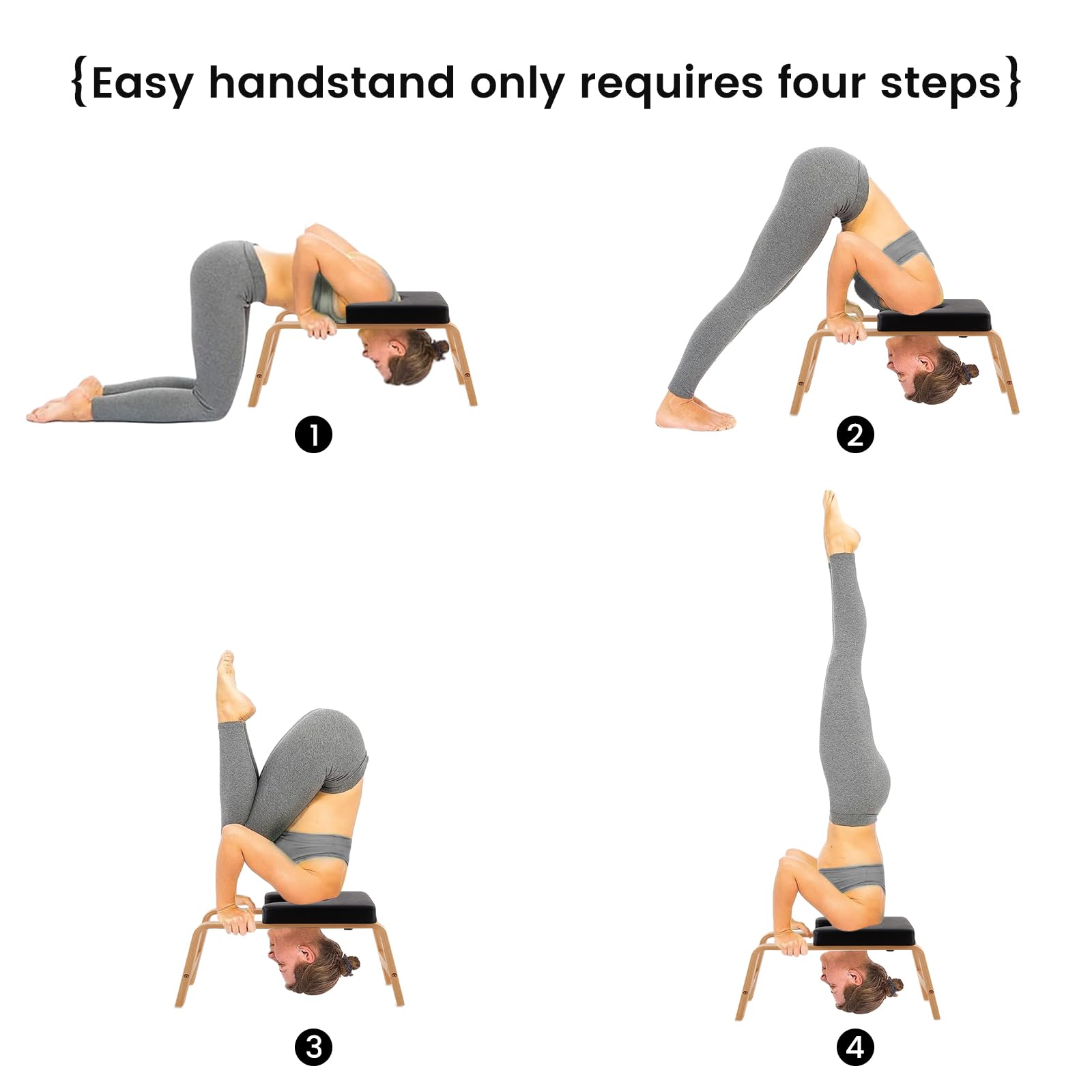 Tabouret de Yoga pour la Maison, Le Yoga, la Maison, Le Yoga, l'inversion Chaise pour la Maison et la Salle de Sport, équipement de Yoga – Tapis en polyuréthane, Noir