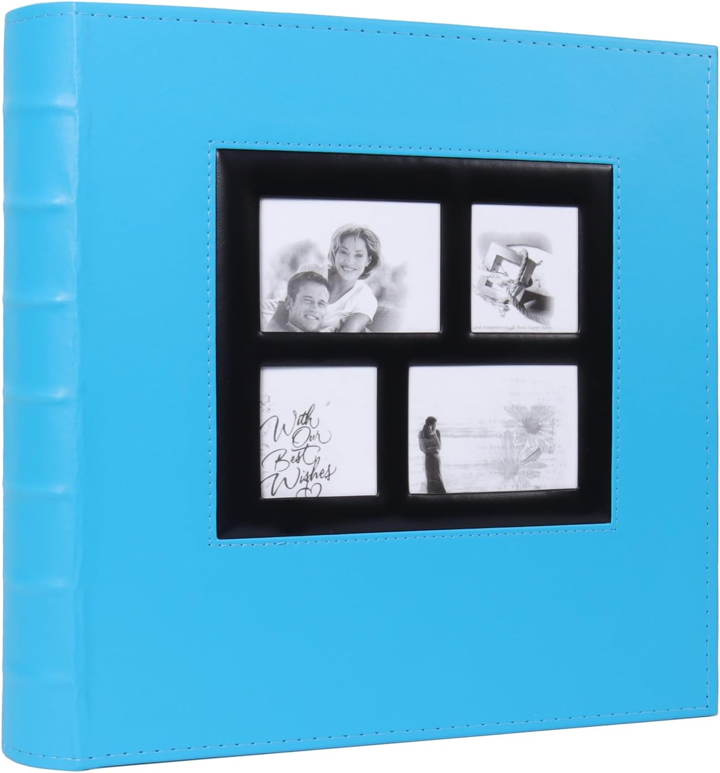 RECUTMSPhoto Picutre Album 4x6 500 Photos, Large Capacity Leather Cover Wedding Family Photo Albums Holds 500 Horizontal and Vertical 4x6 Photos with Black Pages (Sky Blue)