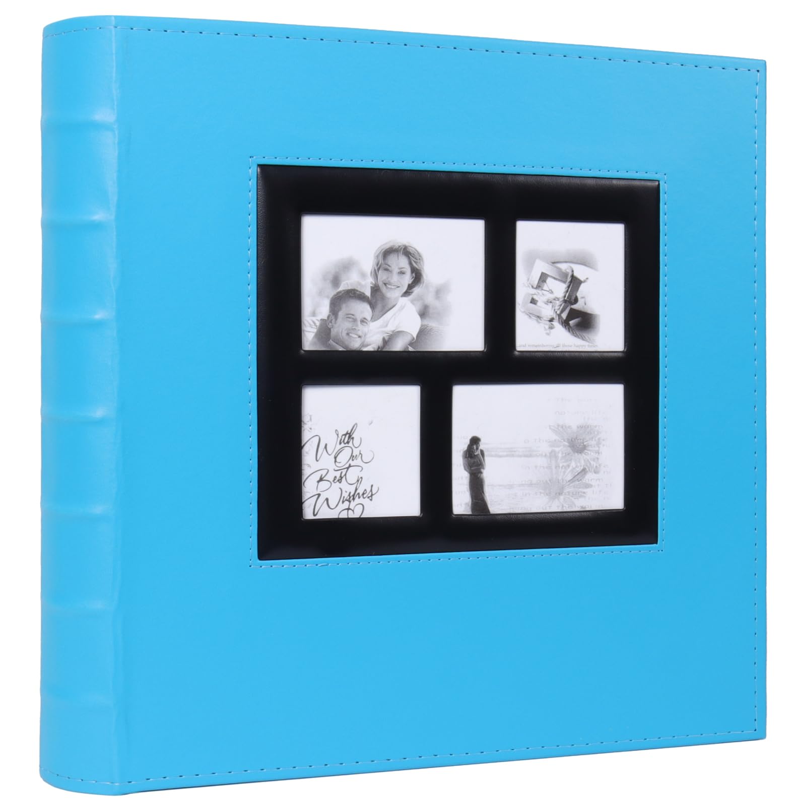 RECUTMS Photo Picutre Album 4x6 500 Photos, Large Capacity Leather Cover Wedding Family Photo Albums Holds 500 Horizontal and Vertical 4x6 Photos with Black Pages (Sky Blue)