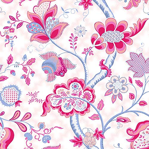Image of Spaces Atrium 144 TC 100% Cotton King Size Fitted Double Bedsheet with 2 Pillow Covers (Floral, 72 inch X 78 inch Inches ) - Pink