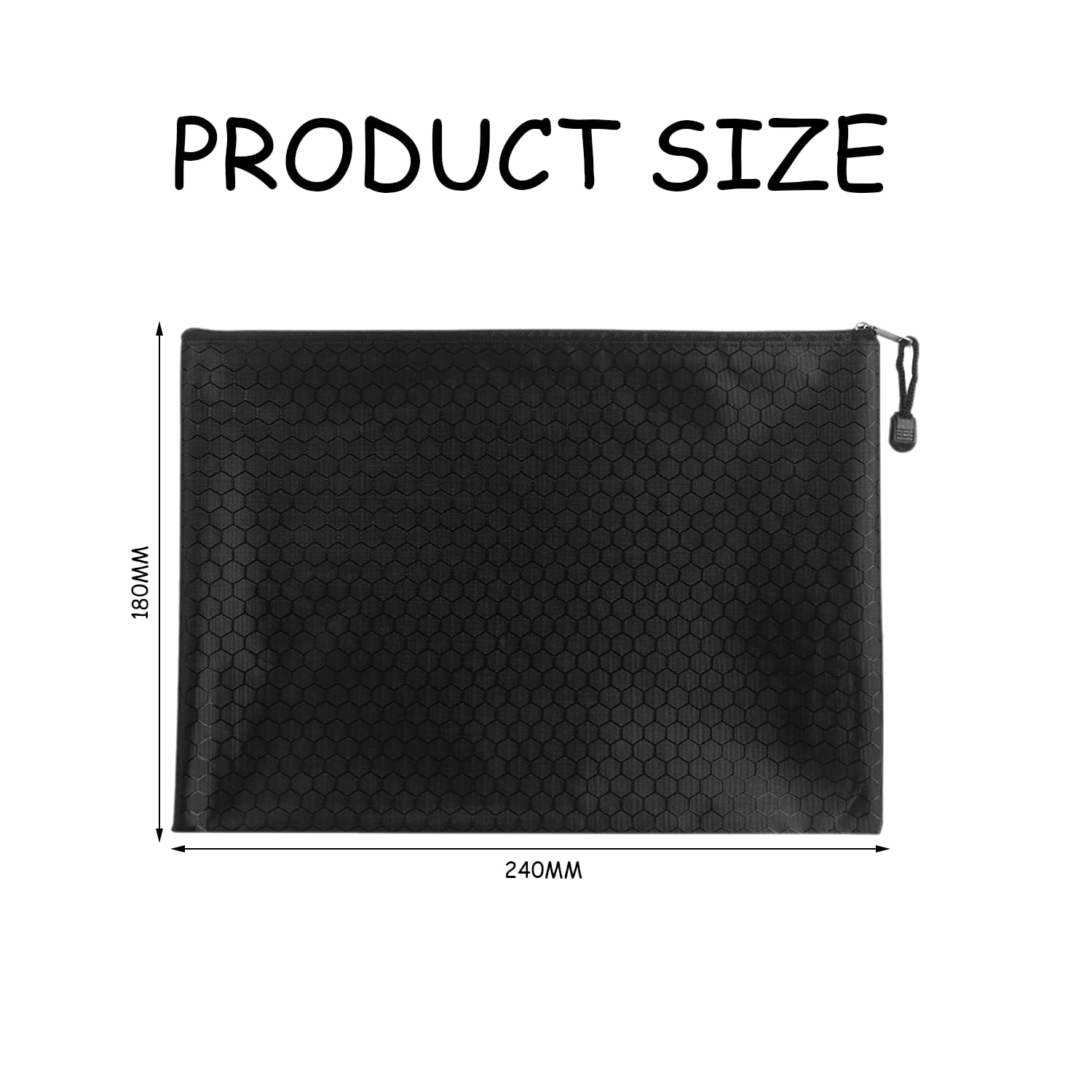 Cartera A5 con Cremallera para Dinero Efectivo Negro