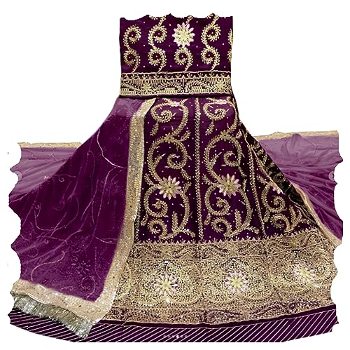 Image of Heavy Embroidery Work Semi Stitched Shimmer Silk Designer Rajputi Poshak For Women Rajasthani Lehenga Choli