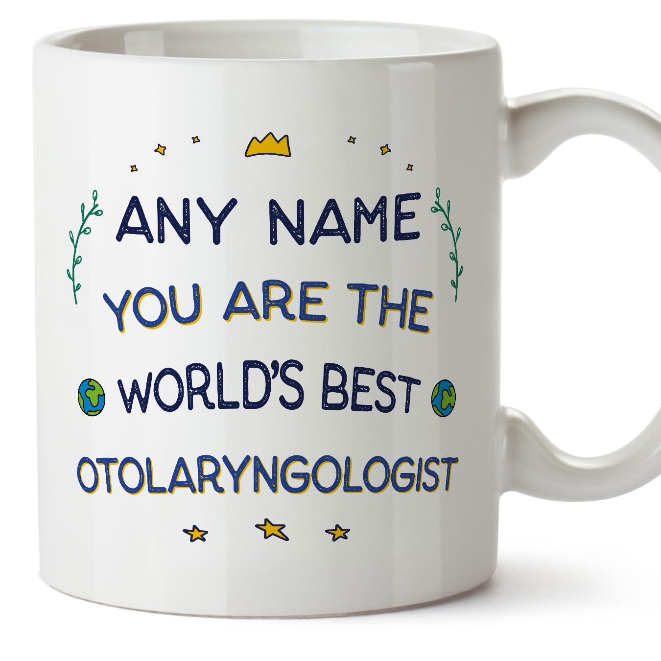 MUGFFINS Personalised Mug for Otolaryngologist - in English - World's Best - Funny Custom Gift for Colleagues - Ceramic 11oz Mug