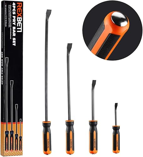 Miniatura 10 de REXBETI Juego de barra de palanca de 16 pulgadas, mango de tapa de golpe más grueso, negro y naranja, cómodo mango de doble ángulo antideslizante