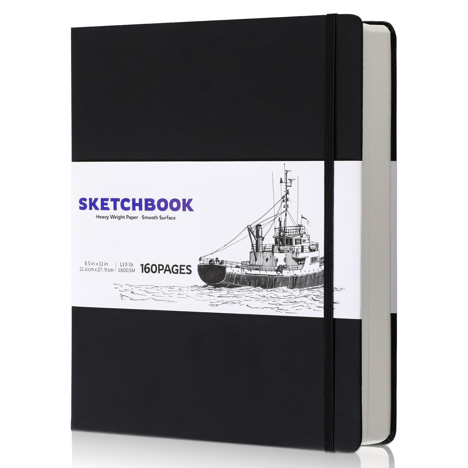 Libro da disegno con copertina rigida, 180 g/m², 160 pagine/80 fogli, blocco per schizzi, 21,5 x 28,5 cm, materiale artistico per adolescenti, adulti, artisti