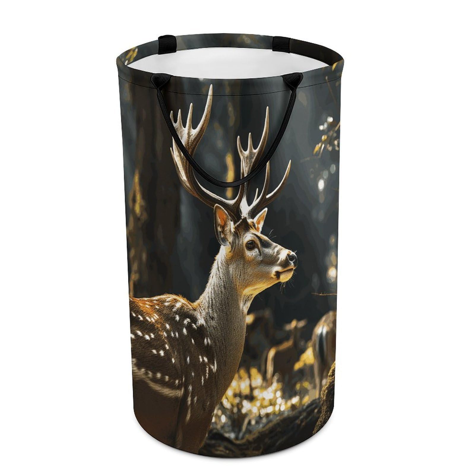 Deer in Wild Laundry Basket Freestanding Laundry Hamper with Handles Waterproof Dirty Clothes Hamper Collapsible Washing Bin Aesthetic Clothes Basket for Bathroom Bedroom Dorm