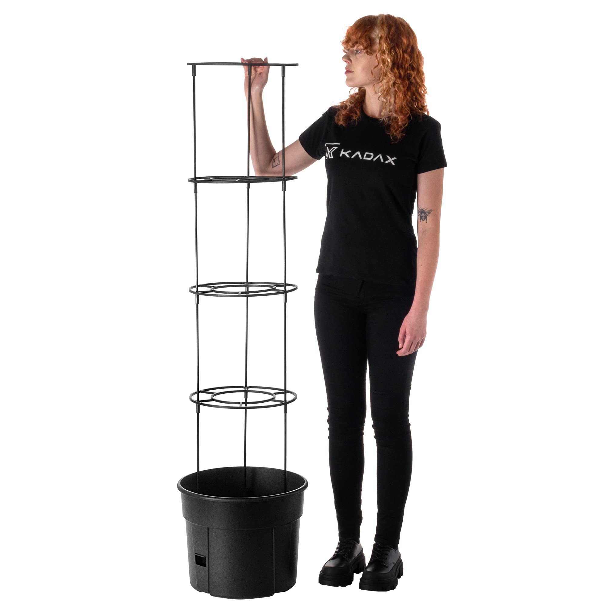 KADAX Pot à tomates avec tuteur - Pot de tomates - En plastique avec grille - Pot pour plantes de tomates - Tour de culture - Pot de soutien pour plantes grimpantes - Diamètre : 40 cm - Anthracite