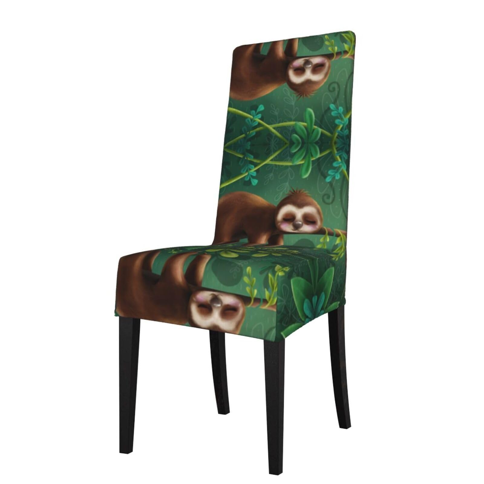 YYHHAOFA Sloth Prints Dining Chair Throws - Stretchable Polyester-Spandex Slipcovers for Refreshing Your Dining Room Decor
