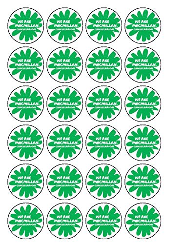 30x MacMillan Cancer Support 1.5" (3.8cm) PRE-Cut Premium Rice Paper Edible Cake Toppers