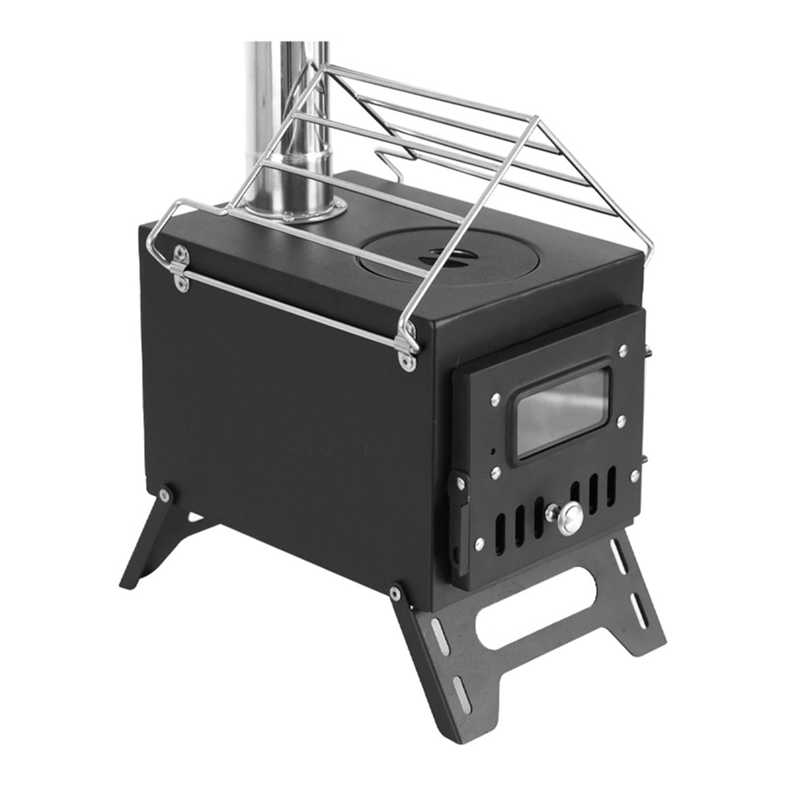 Estufa de leña para tienda de campaña, estufa de leña portátil para tienda de campaña caliente con tubo de chimenea a prueba de viento, estufa de cocina al aire libre para acampar, cazar, pescar