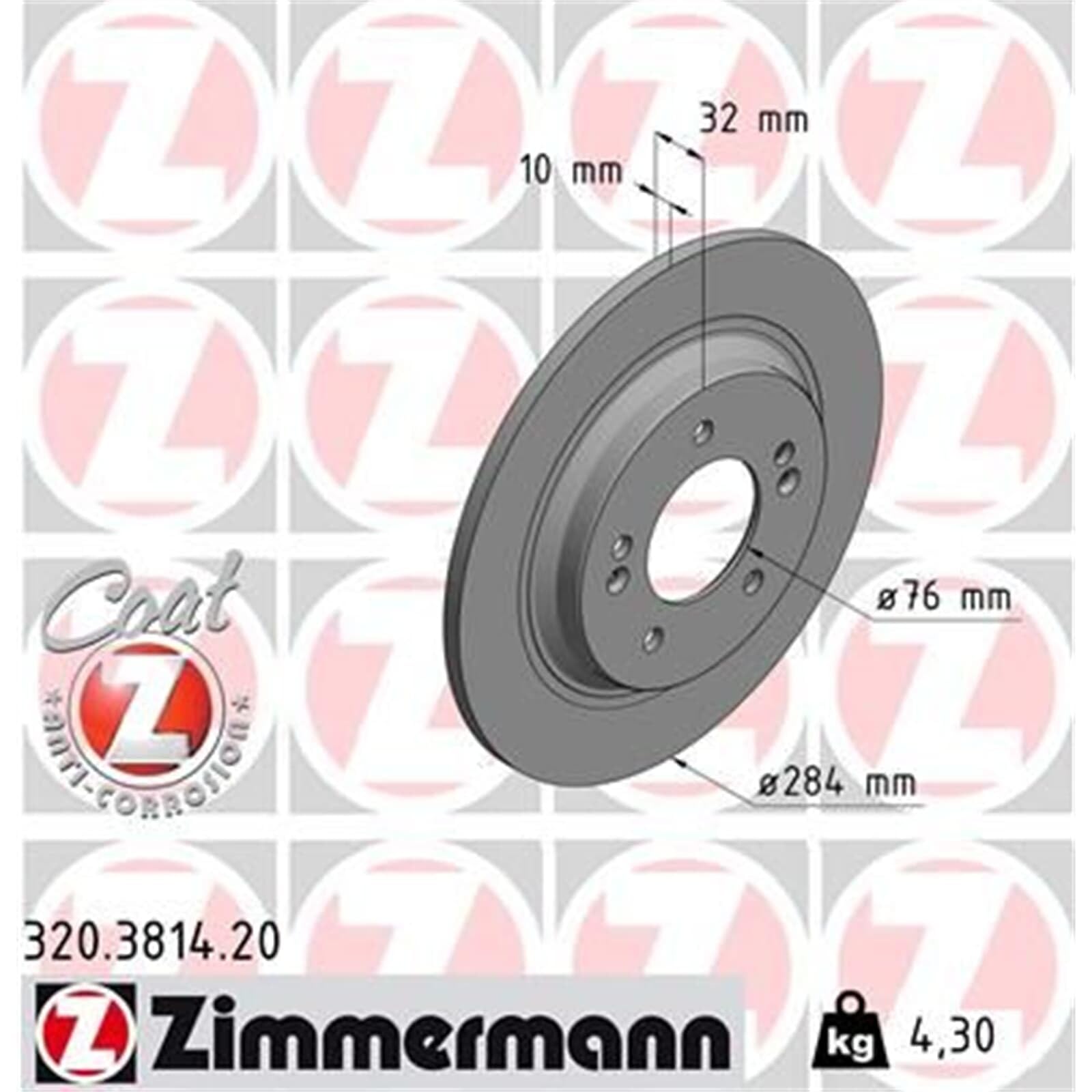 Zimmermann Bremsscheiben 284mm + Beläge hinten | 320.3814.20 + 25337.160.1 Kompatibel mit Ceed (cd),ceed Sportswagon (cd),proceed (cd),xceed (cd)