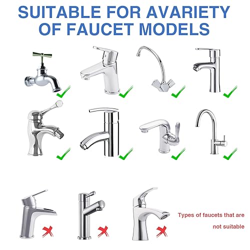 Miniatura 6 de Paquete de 9 filtros de agua para fregadero, giratorio de 360, purificador de grifo de baño con llave, elimina fluoruro de cloro, metales pesados,