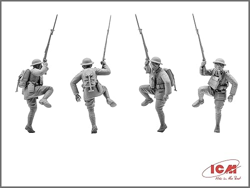 Miniatura 5 de ICM 35704 - Kit de modelado de figuras militares de plástico Infantería estadounidense en máscaras de gas (1918) (4 figuras) - Escala 135