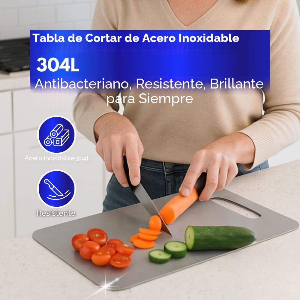 INOXLM - Tabla de cortar de acero inoxidable alimentario, 39x28 cm, apta para Haccp, profesional de doble cara, resistente, para cocina, bar y restaurante