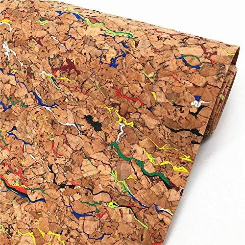 ZAIONE Cork Roll 8"x 51" (21cm x 130cm) 0.4mm Thin Soft Natural Color Real Cork Leather Lightweight Fabric Craft Handbag Wallet Shoe Meterial DIY Craft (Colorful Wood)