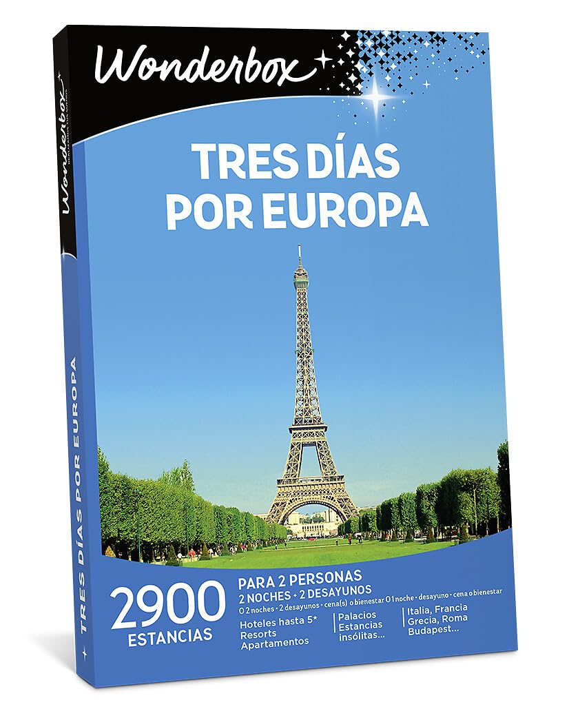 Wonderbox Caja Regalo - TRES DÍAS POR EUROPA - dos noches con desayunos a elegir entre 2.900 hoteles para dos personas.
