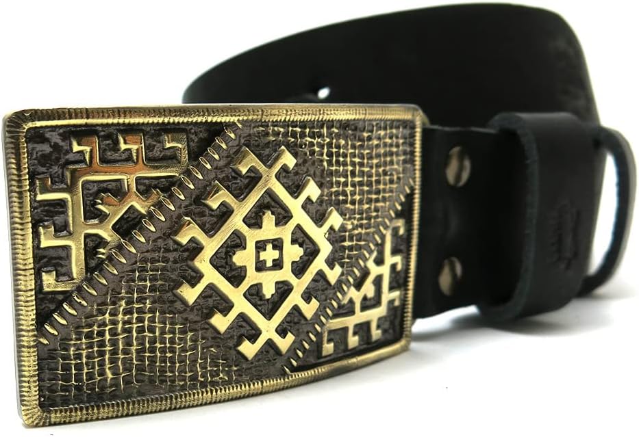 Belt buckle Ancient Scandinavian Slavic Solar symbol, Ancient Pagan rectangular sun solid brass belt buckle for men and woman