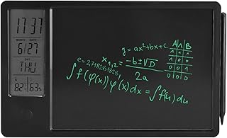 Asixxsix LCD Writing Tablet, Rechargeable Erasable Doodle Board with Digital Clock Calendar for Office Home Business (Black)
