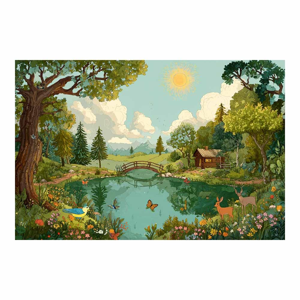 HOQIU Landscape wall art Anime Waterfall Path canvas art, art print, house decor, bedroom wall decor above bed, prints for living room.(Multicolor)-80x120cm Unframed