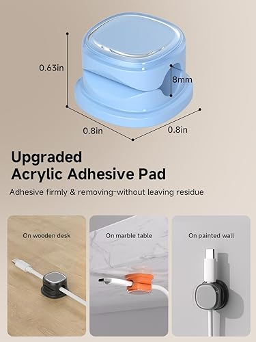 Miniatura 3 de Paquete de 9 organizadores de cables, gestión de cables de resorte, bonitos clips adhesivos para cables, cargador de teléfono para escritorio,