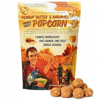 PuffyCrunch Peanut Butter Caramel Popcorn, 6 oz - Vegan, Non-GMO | Gourmet peanut butter caramel corn, 7 ingredients. Vegan, gluten-free, non-GMO. Resealable snack by Princeton Popcorn.