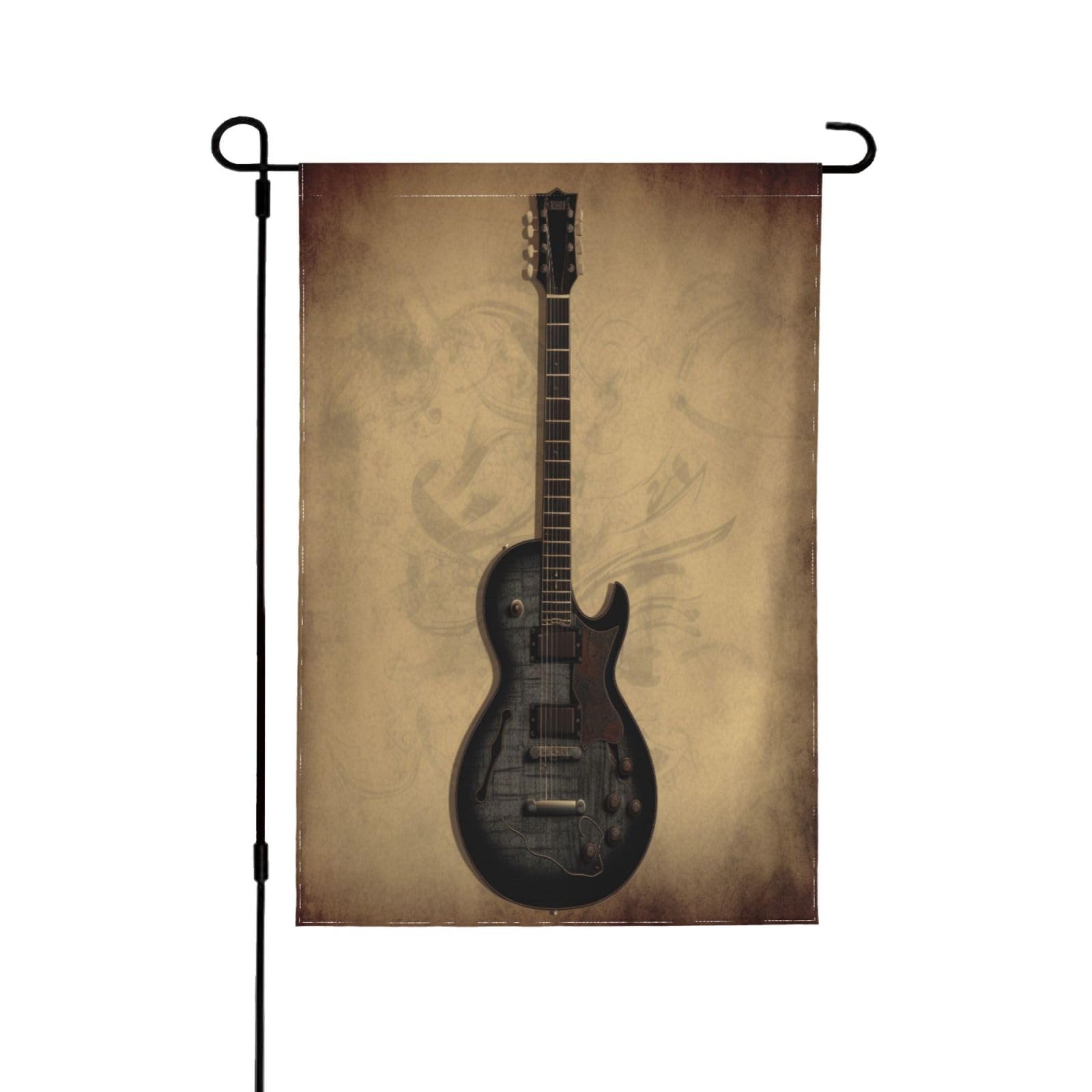Drapeau de jardin guitare haut de gamme en polyester résistant aux UV
