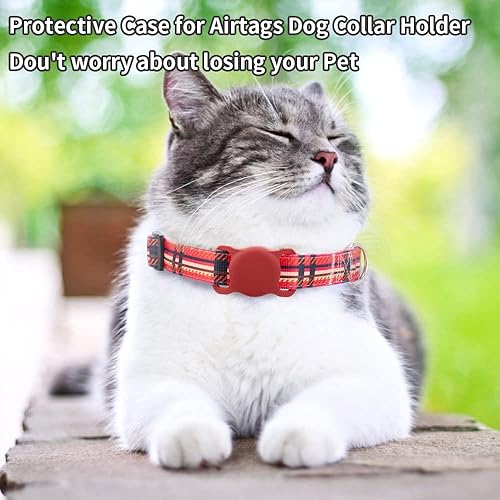Miniatura 2 de Collar AirTag para gatos, collar acolchado de neopreno suave para perros extra pequeños, collar de poliéster para cachorros con funda de silicona