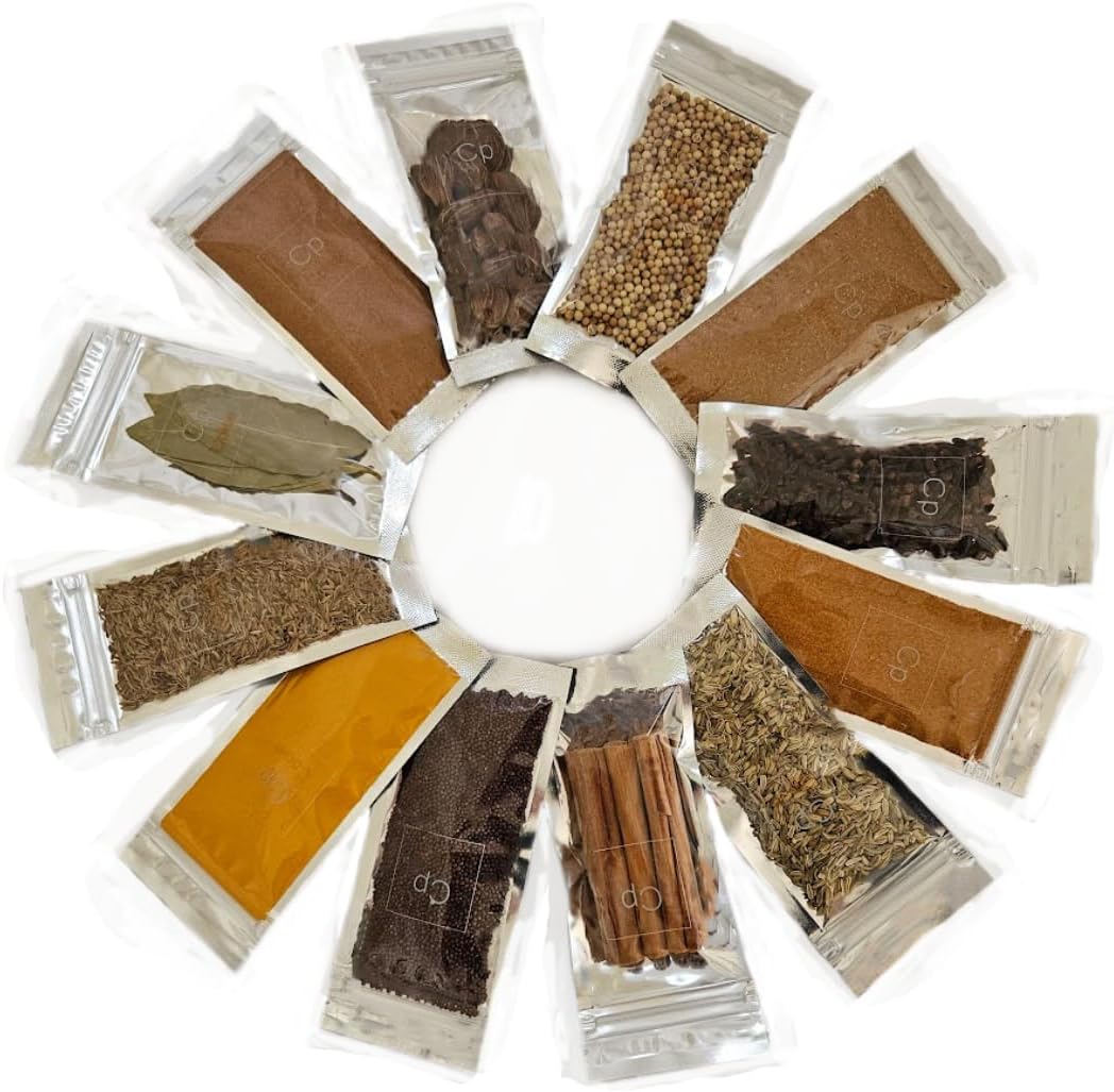 Spice & Seasoning Set - Ground Whole Indian Spices: Bay Leaves | Brown Mustard |Cayenne | Cinnamon | Cloves | Coriander | Cumin | Curry | Fennel | Ginger | Garam Masala