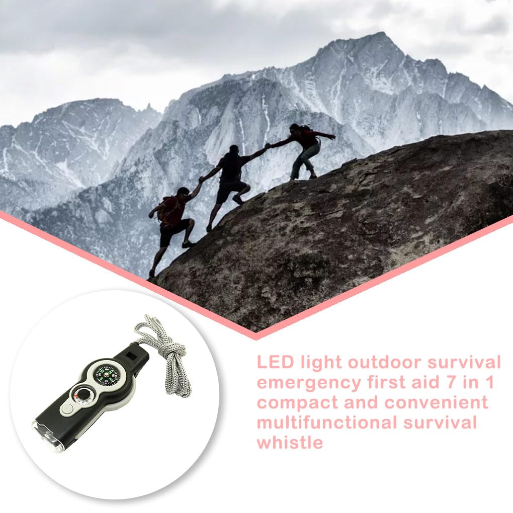 Juego de 10 silbatos de emergencia 7 en 1 con cordón, silbatos ligeros, lupa multifunción, herramientas de supervivencia de seguridad, montañismo