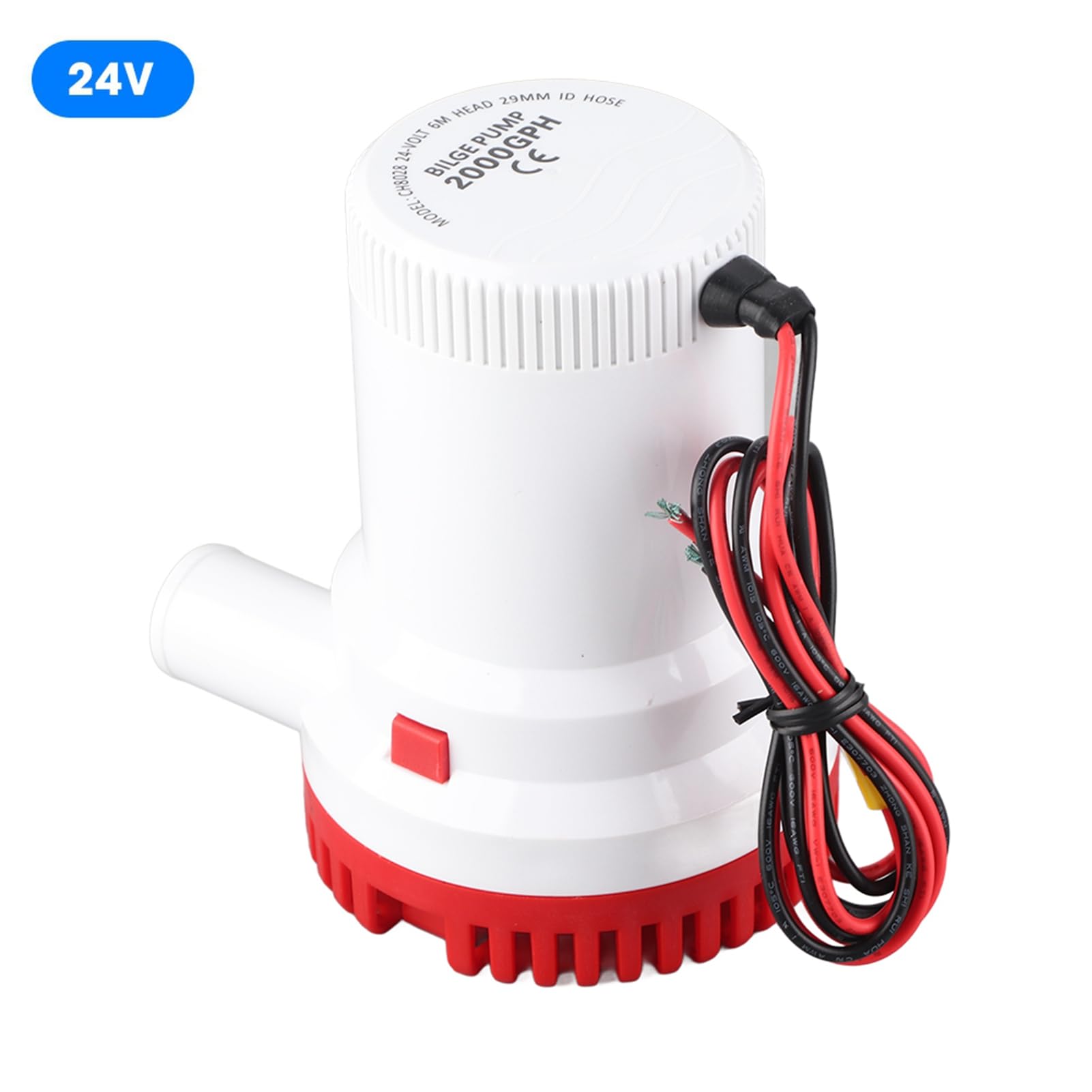 Dilwe Morska Pompa Zęzowa, Zatapialna Pompa Zęzowa ABS 2000 GPH 12 V 24 V DC, Niski Pobór Prądu 9 A, Szybkozłączka, Silnik Chłodzony wodą do łodzi, Stawów, Basenów Spa (24V)